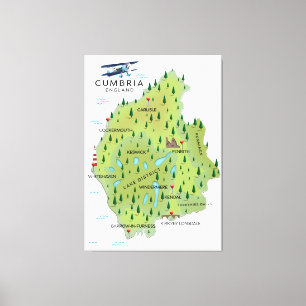 Toile Carte de voyage Cumbria Angleterre poster de voyag