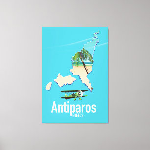 Toile Carte de voyage d'Antiparos Grèce