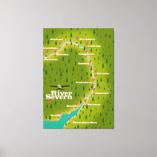 Toile Carte de voyage de River Severn Wales Angleterre