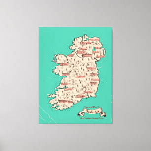 Toile Carte de voyage illustrée d'Irlande