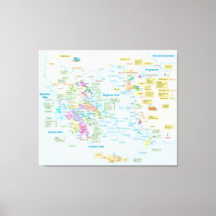 Toile Carte d'ère homérique Grèce avec les étiquette