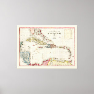 Toile Carte des Antilles (1853)