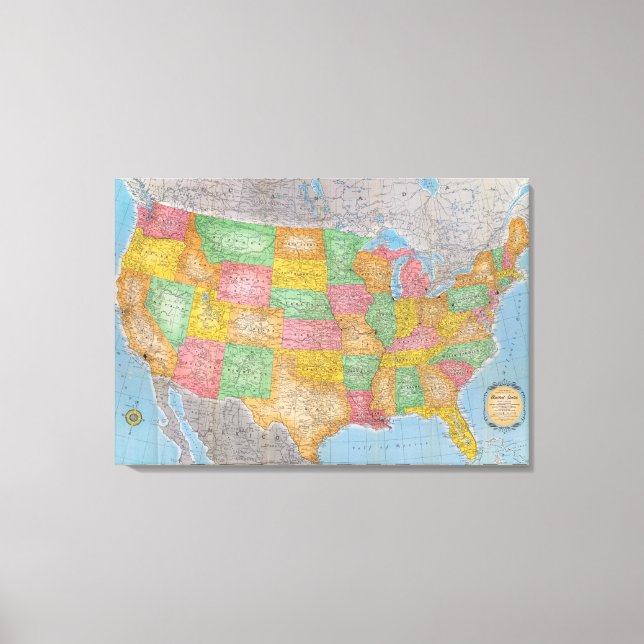 Toile Carte des États-Unis (Recto)