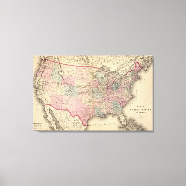 Toile Carte des États-Unis avec la route de l'Express de (Recto)