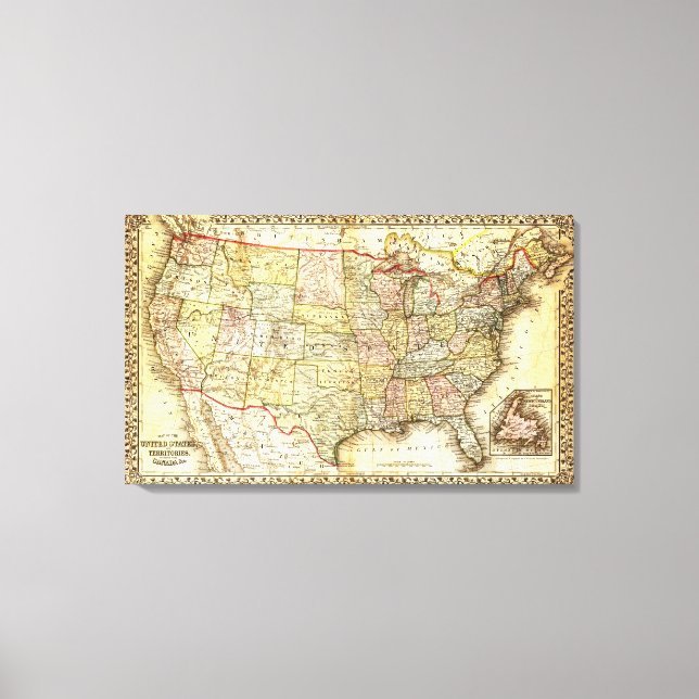 Toile Carte des États-Unis d'Amérique (Recto)