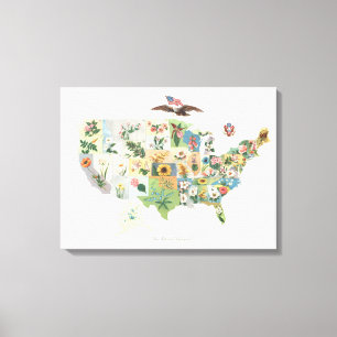 Toile Carte des fleurs des États-Unis - Notre Bouquet na