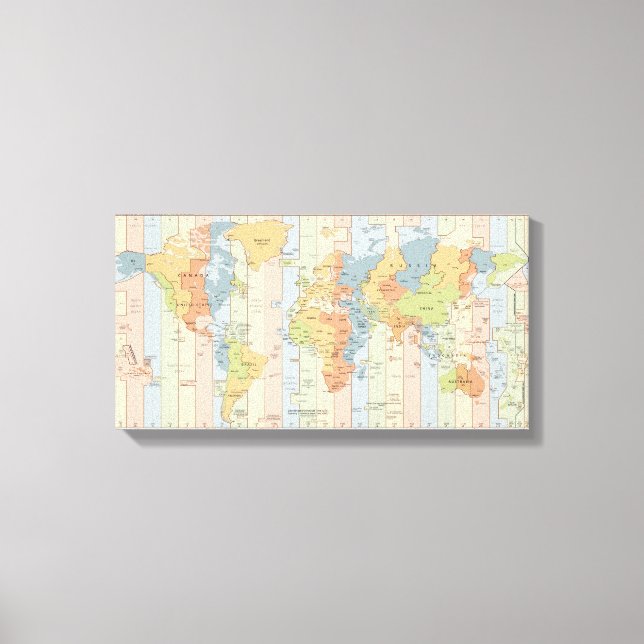 Toile Carte des fuseaux horaires mondiaux (Recto)