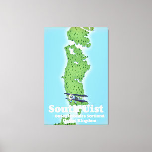 Toile Carte des Hébrides extérieures du sud de l'Uist