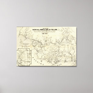 Toile Carte des nouveaux gisements d'or de l'Alaska