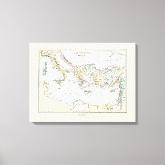 Toile Carte des voyages missionnaires de l'apôtre Paul (Recto)