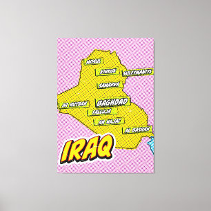 Toile Carte d'Irak illustrée par l'art pop