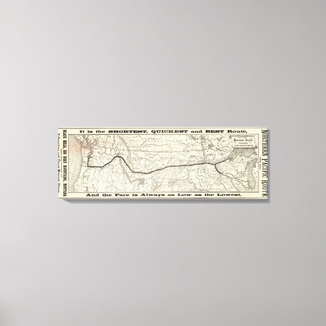 Toile Carte du chemin de fer du Pacifique Nord (Recto)