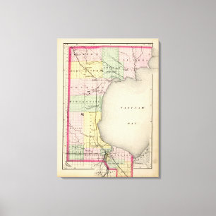 Toile Carte du comté de Bay, Michigan