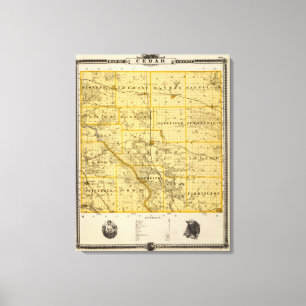 Toile Carte du comté de Cedar, état de l'Iowa