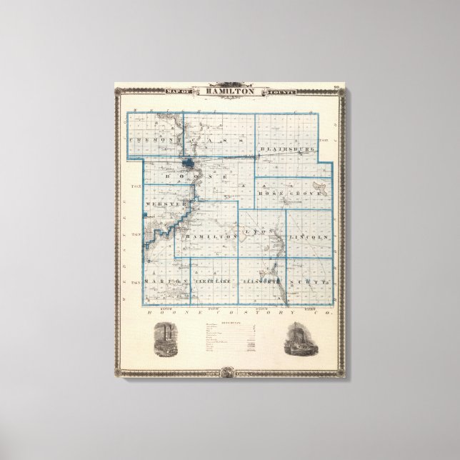 Toile Carte du comté de Hamilton, État de l'Iowa (Recto)