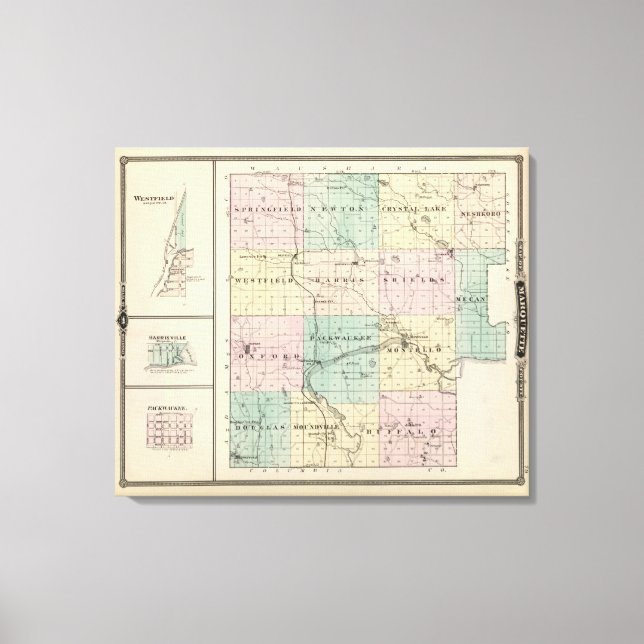 Toile Carte du comté de Marquette et Westfield (Recto)