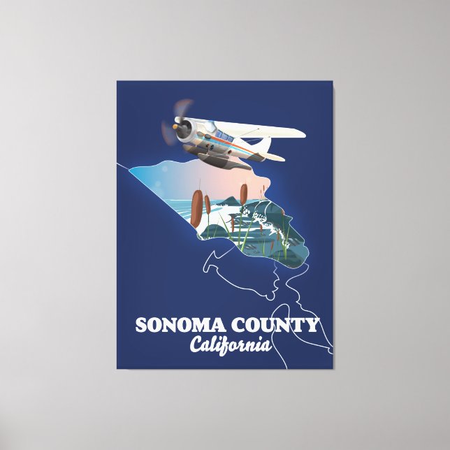 Toile Carte du comté de Sonoma en Californie (Recto)