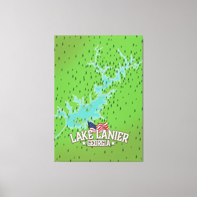 Toile Carte du lac Lanier Georgia (Recto)