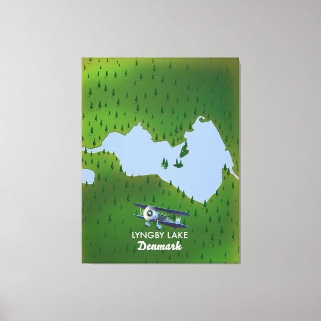 Toile Carte du lac Lyngby Danemark (Recto)
