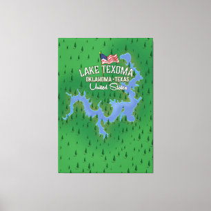 Toile Carte du lac Texoma USA.