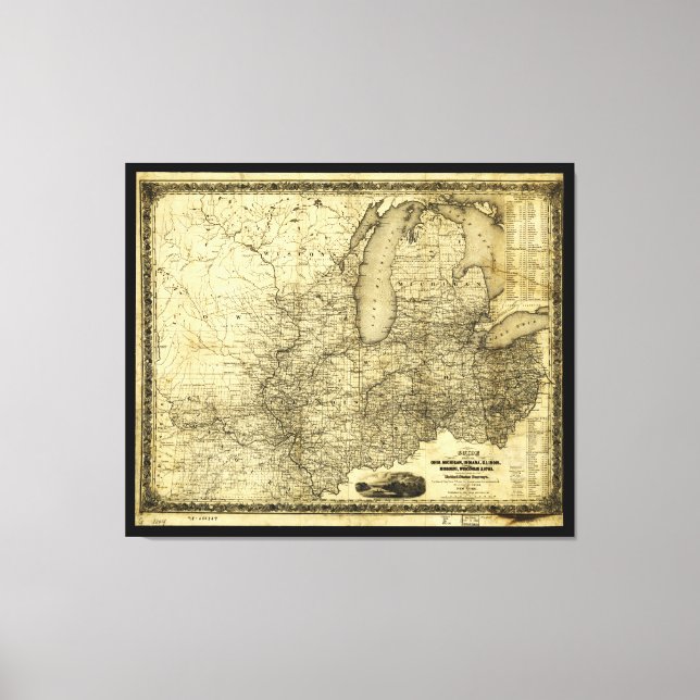 Toile Carte du Midwest américain (c 1840) (Recto)