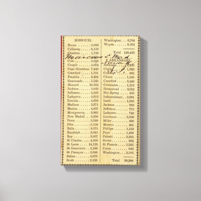 Toile Carte du Missouri 2 (Recto)