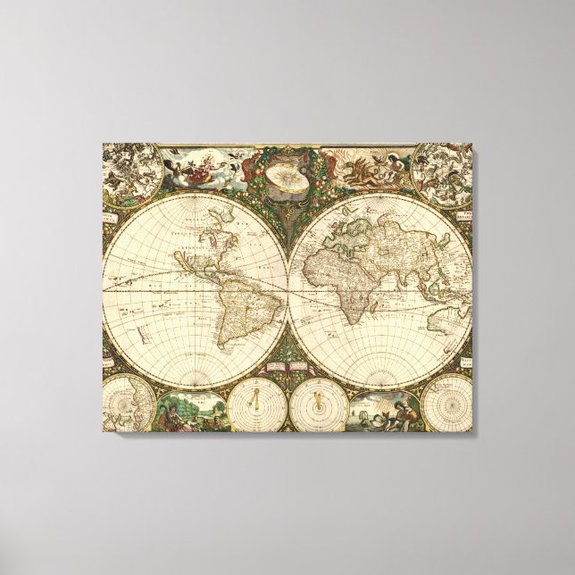Toile Carte du monde 1660 par Frederick de Wit (Recto)