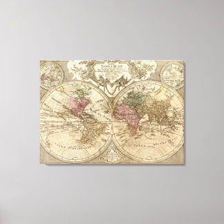 Toile Carte du monde 1690 par Guillaume de L'Isle