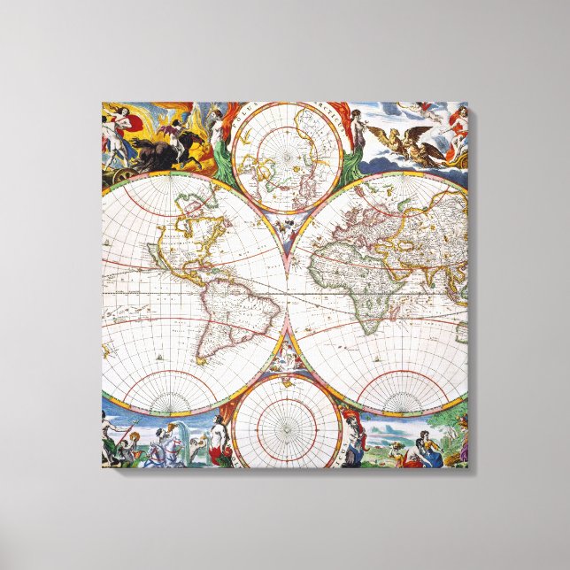 Toile CARTE DU MONDE, 17ème SIÈCLE (Recto)