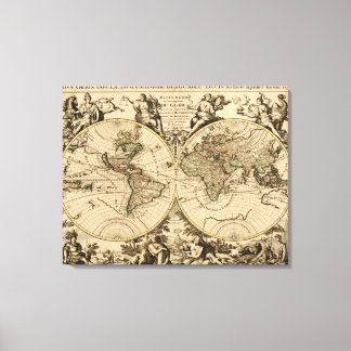 Toile Carte du monde antique, 1694, par Alexis Hubert Ja