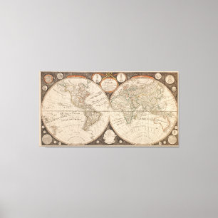 Toile Carte du monde antique, 1799 (Thomas Kitchen)