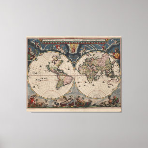 Toile Carte du monde antique : Art de la cartographie hi