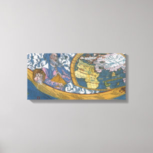 Toile Carte du monde antique avec Claudius Ptolemy, 1507