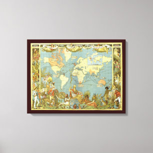 Toile Carte du monde antique de l'Empire britannique, 18