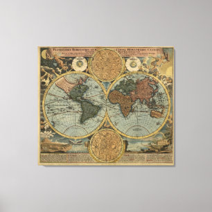 Toile Carte du monde antique par Johann Baptist Homann,