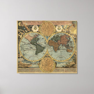 Toile Carte du monde antique par Johann Baptist Homann, 