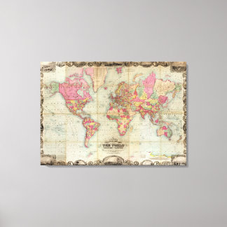 Toile Carte du monde antique par John Colton, vers 1854