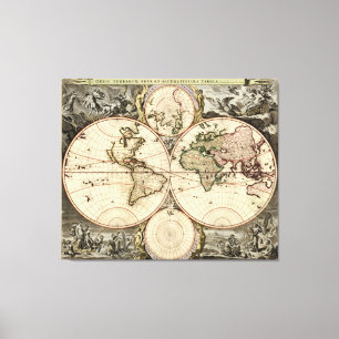 Toile Carte du monde antique par Nicolao Visscher, vers 