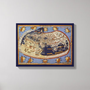 Toile Carte du monde antique Ptolémée, Johannes d'Arnshe