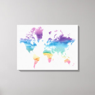 Toile Carte du monde aquarelle