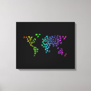 Toile Carte du monde faite d'animaux