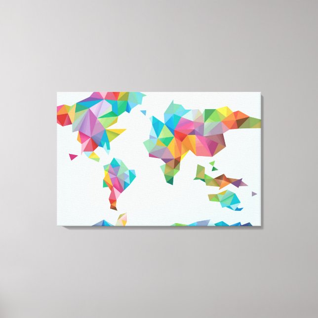 Toile Carte du monde faite de formes géométriques (Recto)