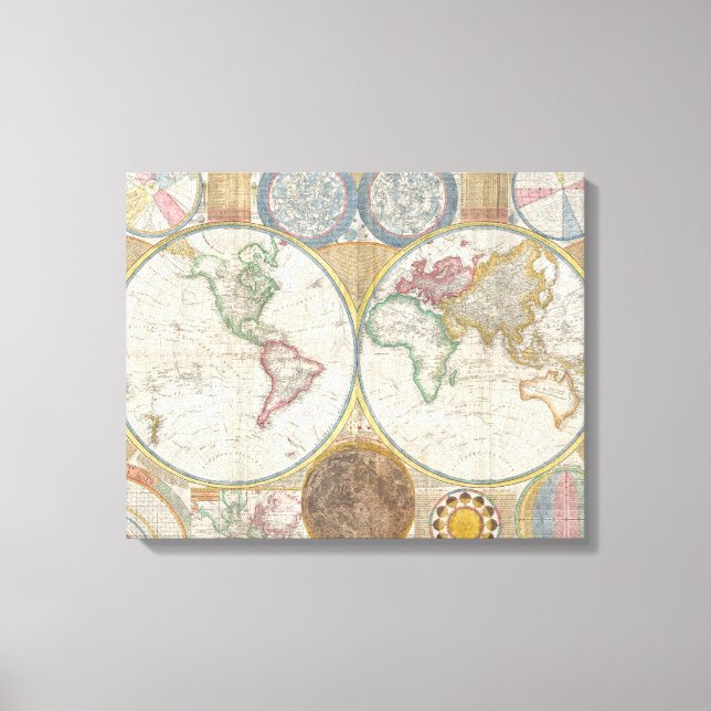 Toile Carte du monde Image Atlas (Recto)