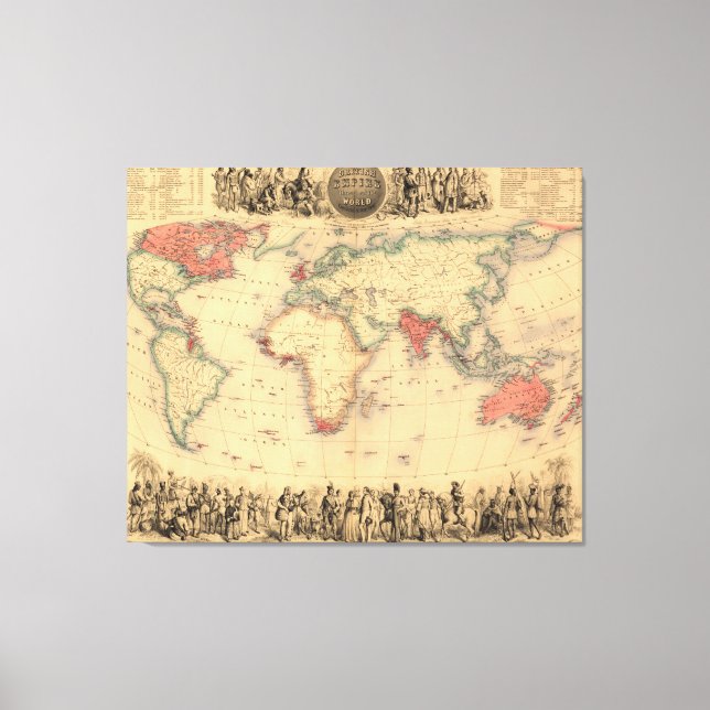 Toile Carte du monde montrant l'Empire britannique (Recto)