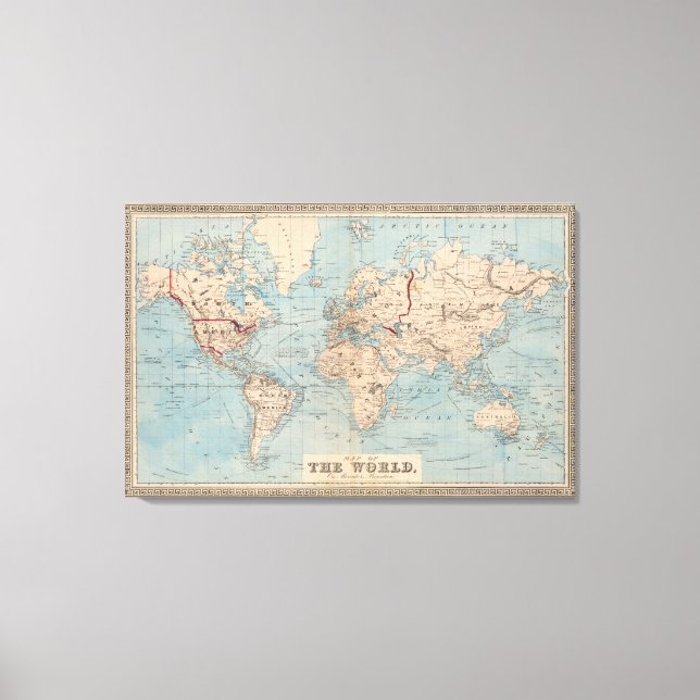 Toile Carte du monde sur la projection de Mercator (Recto)