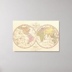 Toile Carte du monde sur la projection globulaire
