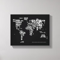Carte du monde Typographie manuscrite, noir et bla