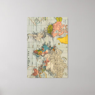 Toile carte du monde vintage