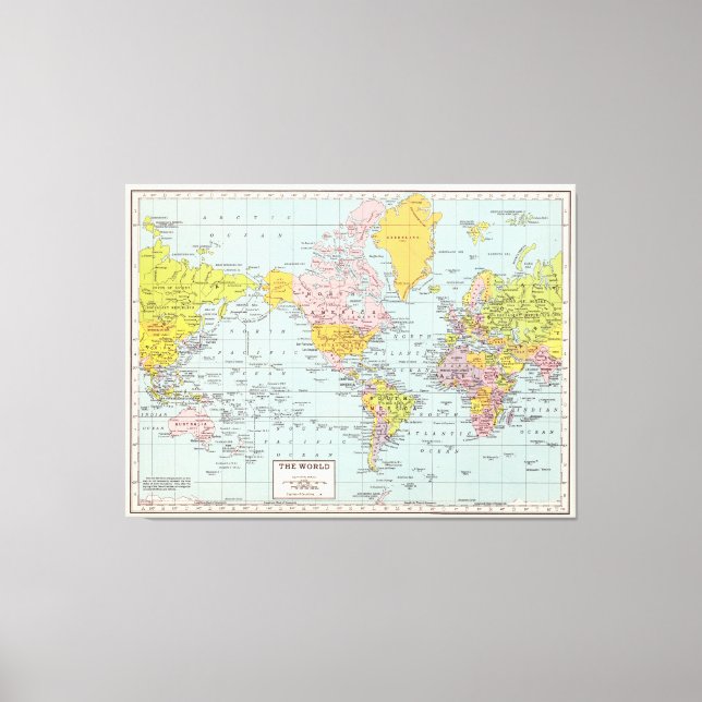 Toile Carte du monde vintage (Recto)