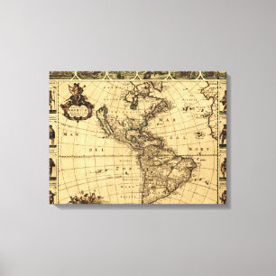 Toile Carte du nord et de sud d'AmericaPanoramic